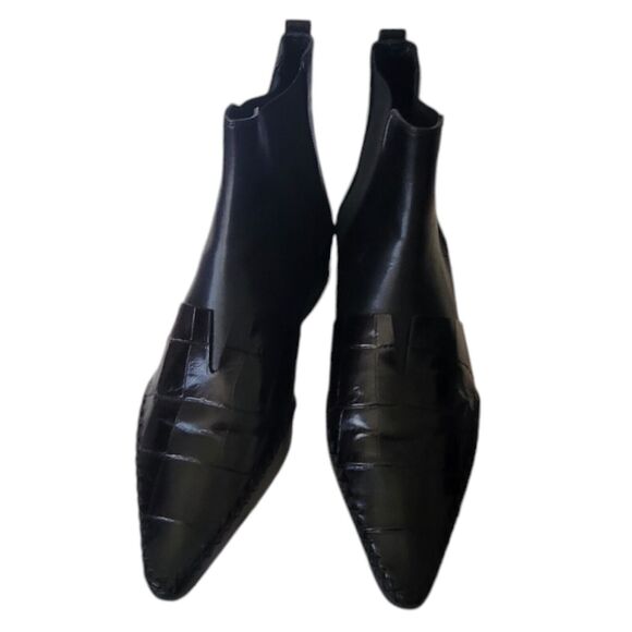 Christian Dior Landy Black Leather Embossed Chelsea Women Boots Size US 6/EU 36 - Picture 4 of 8